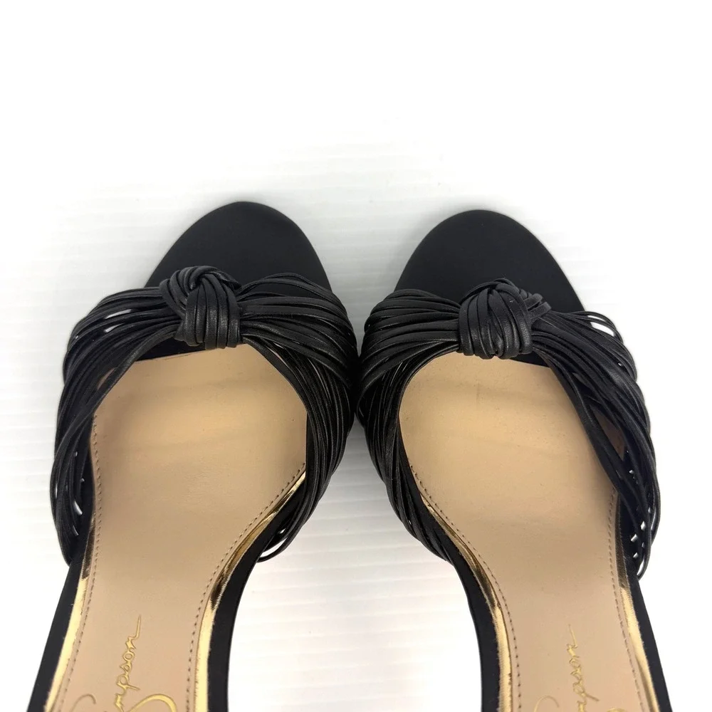 Jessica Simpson Womens Black Strappy Knotted Stiletto Heel Sandals Ankle Strap